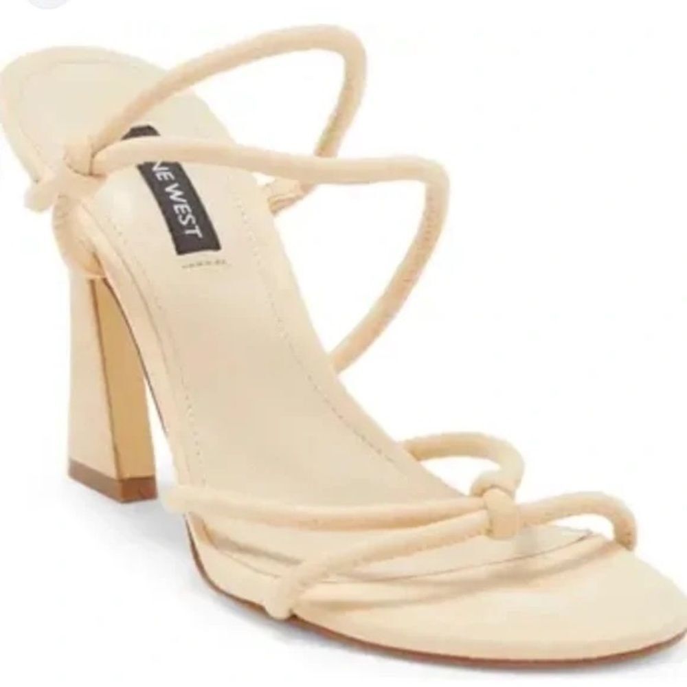 Nine West Stiletto Sandals 10 Strappy Minimalist Y2K Elegant Butter Tan Kims